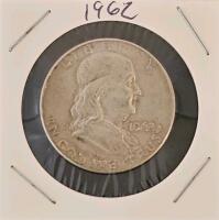 1962 Franklin Half Dollar Coin &ndash; 90% Silver, Circulated Condition