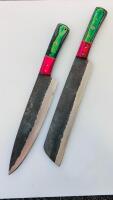 Custom Chef Knife Set 4Pc &ndash; High Carbon Steel Blades, Multicolor Resin/Wood Handles, Full Tang - 3