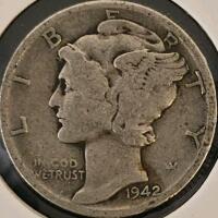 1941-D And 1942 Mercury Silver Dimes, 90% Silver, Circulated, Denver & San Francisco - 4