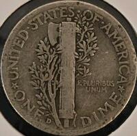 1941-D And 1942 Mercury Silver Dimes, 90% Silver, Circulated, Denver & San Francisco - 5