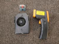 Large Lot Automotive Diagnostic Tools, OBDII Scanners, ( powered on) Clamp Meters, Multimeters, Gloves - 11