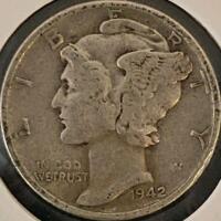 1942 & 1943 Mercury Dimes, 90% Silver, Circulated Condition, U.S. 10 Cent Coins - 2
