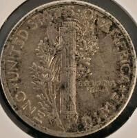 1942 & 1943 Mercury Dimes, 90% Silver, Circulated Condition, U.S. 10 Cent Coins - 5