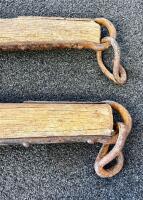 Antique Wooden Double-Tree Singletree Yokes, 30" Length, Hand-Forged Iron Hardware, C. 1900 - 4