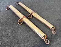 Antique Wooden Double-Tree Singletree Yokes, 30" Length, Hand-Forged Iron Hardware, C. 1900 - 5