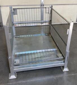 Metal Wire Mesh Storage Cage, Approx. 40" x 33" x 33", Drop-Down Gate, Stackable