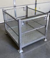 Metal Wire Mesh Storage Cage, Approx. 40" x 33" x 33", Drop-Down Gate, Stackable - 3