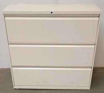 3-Drawer Metal Lateral File Cabinet, Lockable, Beige, No Key