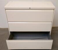 3-Drawer Metal Lateral File Cabinet, Lockable, Beige, No Key - 4