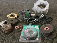 Warrior 4-1/2" Angle Grinder, 4.3A, 12,000 RPM, With Assorted Wheels And Wire Brushes (Functional)