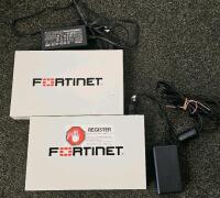Fortinet FortiGate 60C Desktop UTM Firewall Appliance with Power Adapter (2 Total - Unable to Test), Aerohive Networks Router Appliance (Functional), Cisco Linksys Router (Functional), Lock Box, 15 Unopened Bags of Medical Tubing (Assorted Lengths), Salt - 2