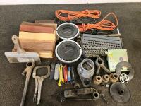 Audiobahn 10" Subwoofers, Router Plate Set, Woodworking Tools, Utility Knives, Cords & Wood Lot (Shelf B)