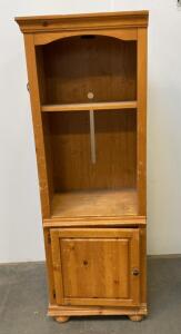 Tall Pine Storage Cabinet With Door, Shelves, Cable Hole, And Bun Feet &ndash; Media or Utility 72&rdquo;x24&rdquo;