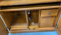 Oak Computer Armoire Cabinet With Slide-Out Desk, Media Storage & Locking Drawer, 54"x42"x23" - 4