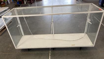 6 Ft Glass Display Case With Adjustable Shelves, Sliding Doors, And LED Lighting (Unable To Test)