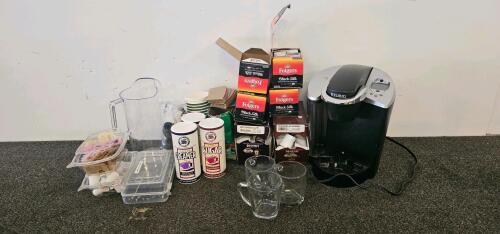 Keurig Single Serve Coffee Maker Platinum Series Bundle With K-Cups, Mugs, Pitcher & Supplies