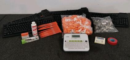 Cherry RS 6600 USB Keyboards, Brother PT-D400 Label Maker, ULINE Bands & Logitech K520 Wireless & Cherry RS 6600 USB Keyboards With Office Organization Accessories