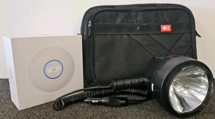 UniFi Nano HD, Brinkmann Qbeam Max Million III 3 Million Candlepower Handheld Spotlight With 12V DC Adapter, And Computer Case