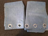 Assorted Household Linens & Drapery Items: Blue Grommet Curtains, Yellow Disposable Aprons, And Tablecloths - 5