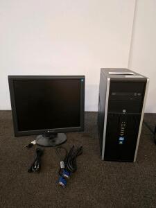 HP i5 Desktop PC, Gateway 17" LCD Monitor, Windows 7, DVD-RW, VGA & Power Cables (Tested And Powered On)