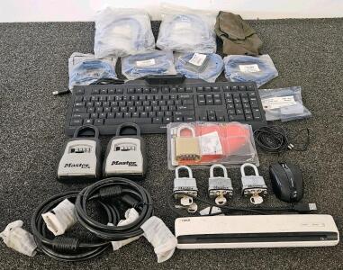 CHERRY KC 1000 Keyboard, Neat Scanner, Master Locks, Monoprice Cables