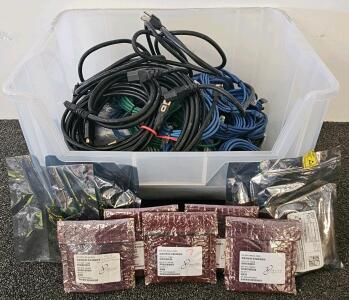 Assorted cables including ethernet and hdmi and more