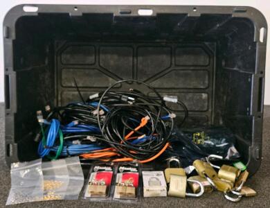 Master Locks And Assorted Cords Including, Ethernet Cords, Power Cords, And More