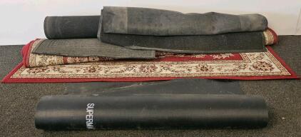Assorted Commercial Floor Mats & Area Rug, 5 Pc, Rubber & Polypropylene