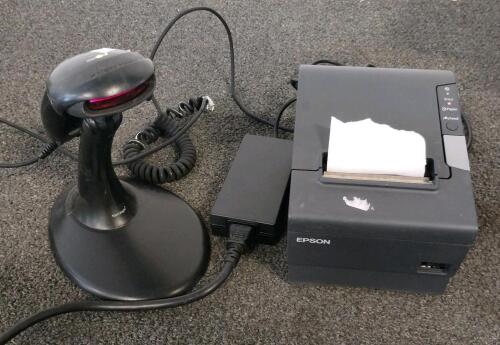 Epson TM-T88V Receipt Printer Bundle, Metrologic MS9520 Barcode Scanner, PS-180 Power Supply (powers on)