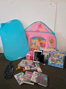 Apple iPad, kids pop up play tent, dvds and more