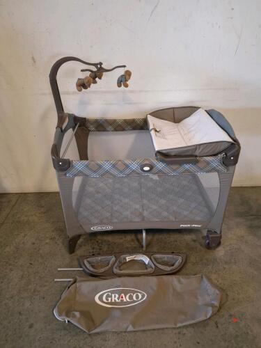Graco Pack 'n Play Portable Playard with Bassinet and Changer, Brown and Blue Plaid