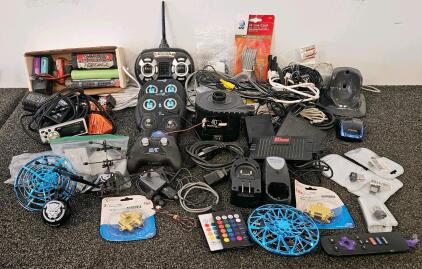 Large Mixed Lot - JVC KS-RF100, RC Controllers, Marvel Drones, Dremel Charger, Remotes, Cables