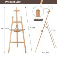 Adjustable Pine Wooden Art Easel, HoperBriwght Lamp, Canvas, Natural Finish - 11