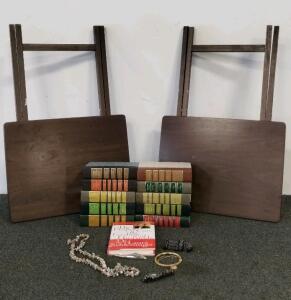 Pair of Solid Wood Folding Tray Tables &ndash; Dark Brown Finish, 19&rdquo; x 15&rdquo; x 26&rdquo;