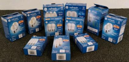 GE Refresh LED Bulb Lot: Daylight, Dimmable, A19/A15/T8/G16.5, 40W/60W/100W Eqv, Multi-Pack (Shelf BX)