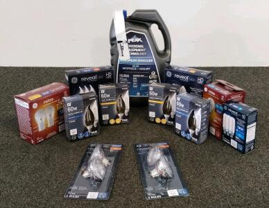 Multi-Pack GE/U LED Light Bulbs Assortment & Peak OET Blue Antifreeze 1 Gal for Euro Vehicles (Shelf AX)