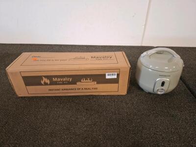 Mavalzy Tabletop Fire Pit & Liangmeixin YM20-X Rice Cooker &ndash; Portable Tabletop Fire Pit and 6-Cup Electric Rice Cooker(powered on) (shelf L)