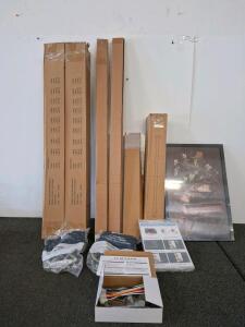 Amazon returns lot. All nre items in box, deck railing posts, oven racks, furnace parts, and more