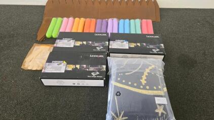 Mixed Lot: Lexmark Toner Cartridges, Hair Curlers, Full Bedding Set, Work Gloves, metal Edging