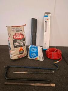 DMI 24" Chrome Grab Bar, 50Ft Red Air Hose, Expert Grill Charcoal, Pry Bar Set & Tile Mortar