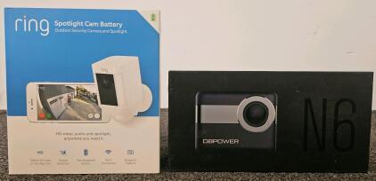Ring Spotlight Cam Battery, 1080p HD, WiFi, 2-Way Talk, Motion Detection, Weather Resistant. DBPower N6 camcorder