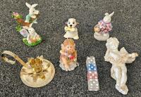 Easter/Spring Decor Lot: 16 Rabbit Figurines, 2 Wreaths, 2 Vases, and More (c) - 3