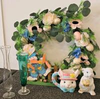 Easter/Spring Decor Lot: 16 Rabbit Figurines, 2 Wreaths, 2 Vases, and More (c) - 4