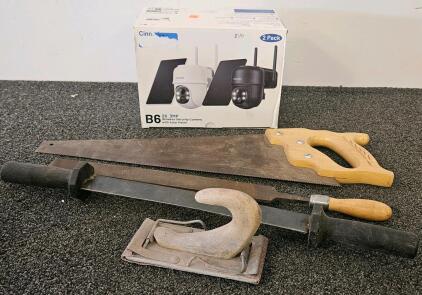 Cinnado B6 Wireless Security Cameras 2K 3MP, 2-Pack, Solar Panel, Pan Tilt, Color Night Vision. Bandsaw, file, sander and more (c)