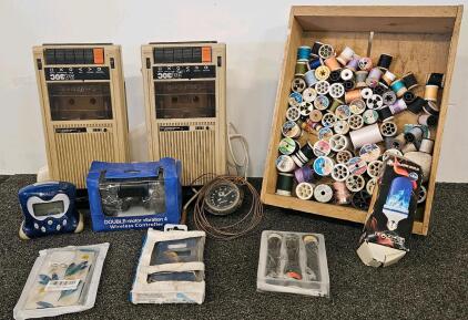 Vintage Califone 340C Tape Players,l (tested, works), 60+ Thread Spools, Oregon Scientific, PS4 Controller Lot
