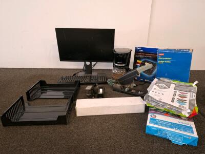 Mixed Office Equipment Lot: Dell Monitor,Brother PT-D600, Swingline Stapler, Cardstock, Paper