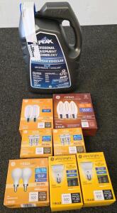 GE LED Bulb Bundle + PEAK OEM Blue Antifreeze Coolant 1 Gal, Euro Spec (FN-C)