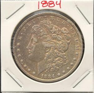 1884 Morgan Silver Dollar, Liberty Head, 90% Silver, Circulated, United States Mint