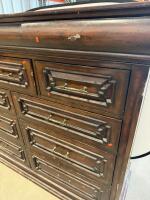 Traditional Dark Wood Chest of Drawers with Brass Hardware (10 Drawers) 64&rdquo;x22&rdquo;x55&rdquo; - 2