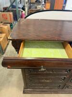 Traditional Dark Wood Chest of Drawers with Brass Hardware (10 Drawers) 64&rdquo;x22&rdquo;x55&rdquo; - 4